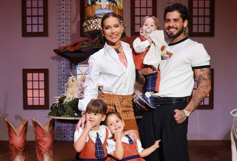 Virginia e Zé Felipe se reúnem em festa de 1 ano do filho José Leonardo