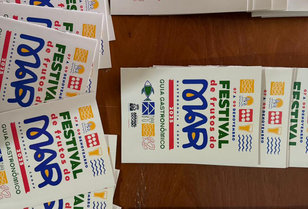 Guia físico do Festival de Frutos do Mar em Arraial do Cabo já disponível nos estabelecimentos