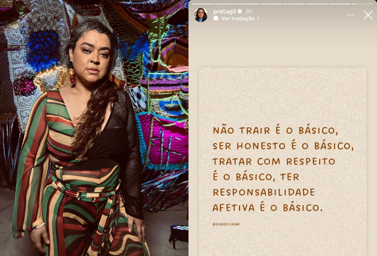 Preta Gil volta às redes sociais, agradece apoio dos fãs e manda indireta para o ex