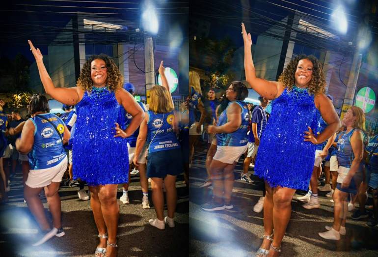 Cacau Protásio é ovacionada em seu primeiro ensaio de rua como integrante da Portela