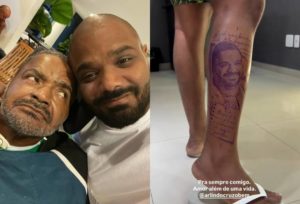 Arlindinho homenageia o pai, Arlindo Cruz, com tatuagem: “Amor além de uma vida”