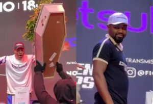 Davi Brito provoca Kleber Bambam com caixão e clima esquenta em coletiva de boxe